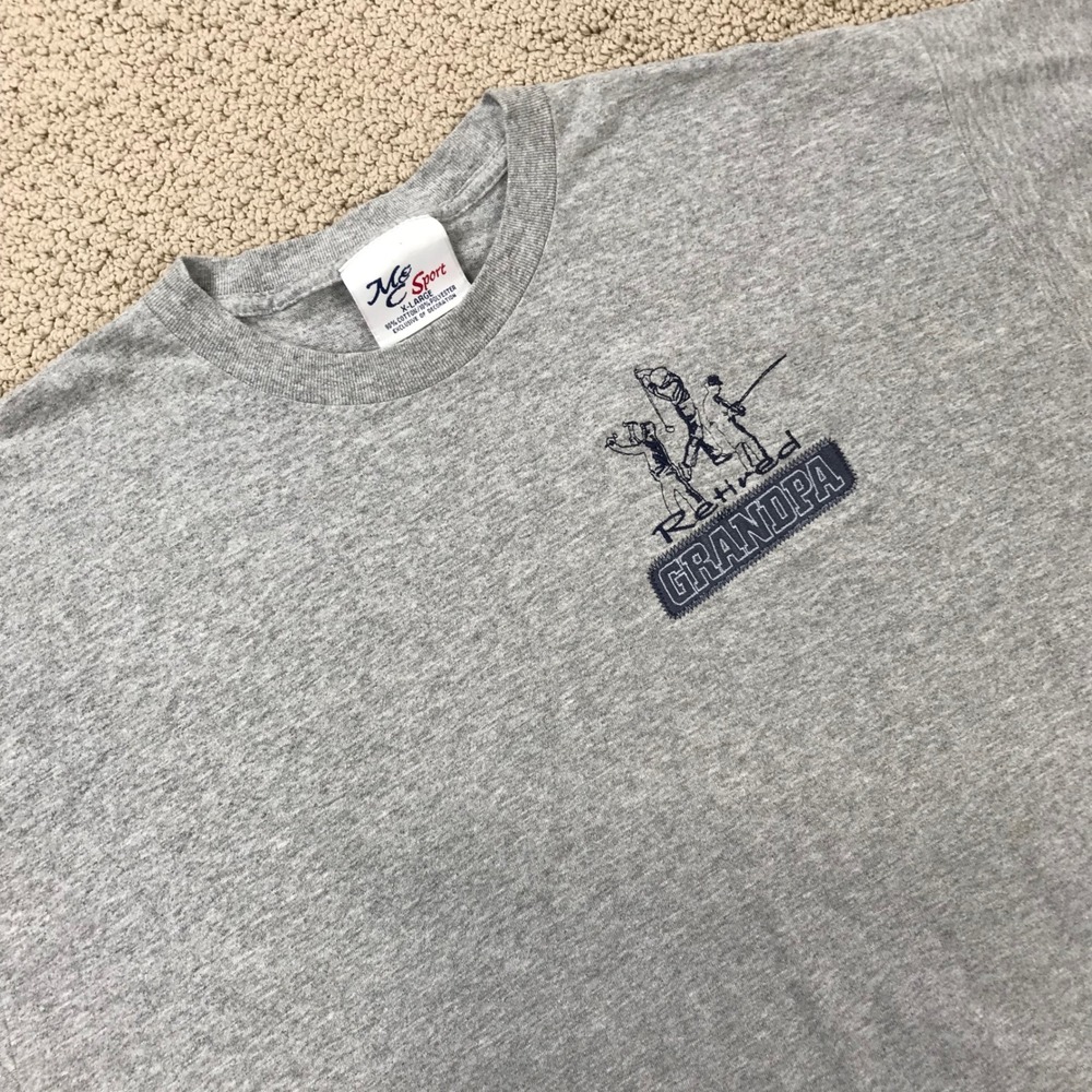 MC Sport Retired Grandpa T-Shirt XL Gray Embroidered Golf Fishing Woodworking